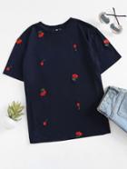 Shein Cherry Embroidered T-shirt