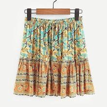 Shein Allover Florals Drawstring Skirt
