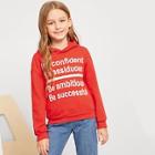 Shein Girls Letter Front Hoodie Sweatshirt