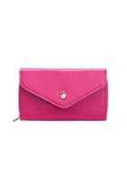 Shein Rose Red Sheeny Crown Pu Leather Wristlet