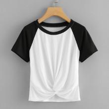 Shein Twist Front Raglan Sleeve Tee