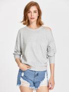 Shein Marled Knit Asymmetric Cutout Shoulder Jumper