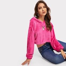Shein Embroidery Detail Teddy Sweatshirt