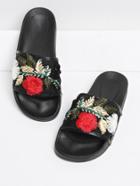 Shein Flower Embroidery Slip On Sandals