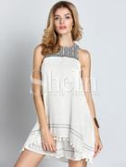 Shein Beige Sleeveless Tassel Dress Sundress