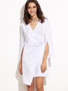 Shein White Split Sleeve Asymmetric Wrap Dress