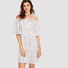 Shein Off Shoulder Striped Dress