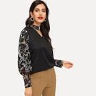 Shein Choker Neck Chain Print Blouse