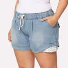 Shein Plus Contrast Lace Denim Shorts