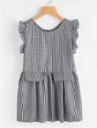 Shein Gingham Frill Trim Button Back Top
