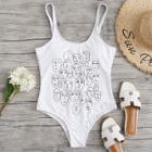 Shein Scoop Neck Face Print Bikini Set