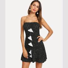 Shein Ruffle Trim Polka Dot Tube Dress