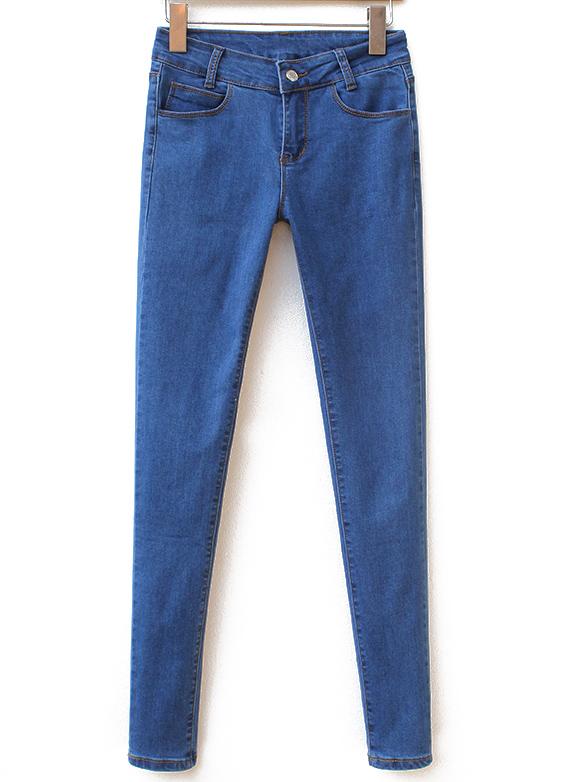 Shein Blue Denim Slim Blue Pant