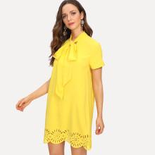 Shein Tie Neck Laser Cut Insert Dress