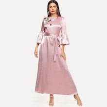 Shein Flounce Sleeve Embroidery Applique Dress