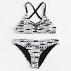 Shein Criss Cross Striped Bikini Set