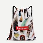Shein Feather Print Drawstring Backpack