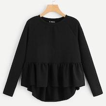 Shein Plus Solid Dip Hem Sweatshirt