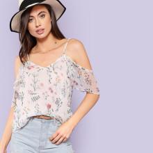 Shein Cold Shoulder See Through Blouse