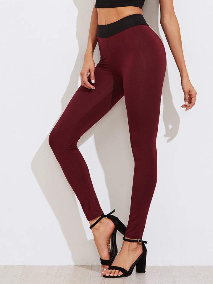 Shein Contrast Waist Skinny Leggings