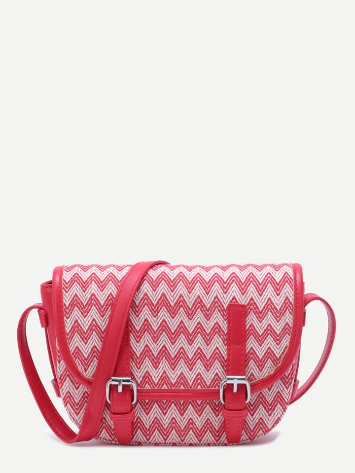 Shein Red Chevron Woven Pu Satchel Bag