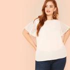 Shein Plus Embroidered Cut Out Sleeve Top