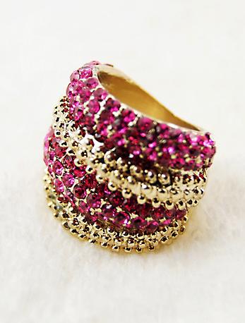 Shein Red Diamond Gold Fashion Ring
