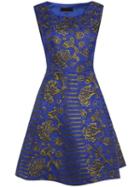 Shein Blue Embroidered Jacquard A-line Dress