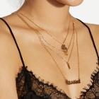 Shein Letter & Heart Pendant Layered Chain Necklace