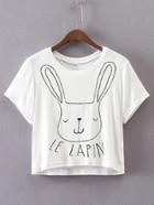 Shein Rabbit Print Crop T-shirt