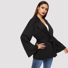 Shein Waist Belted Notch Neck Coat