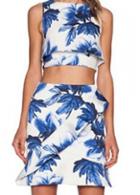 Rosewe Zipper Closure Sleeveless Printed Two Pieces Dresses