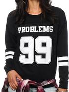 Shein Black Round Neck Letters 99 Print Sweatshirt