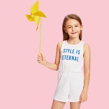 Shein Girls Zip Back Letter Print Jumpsuit