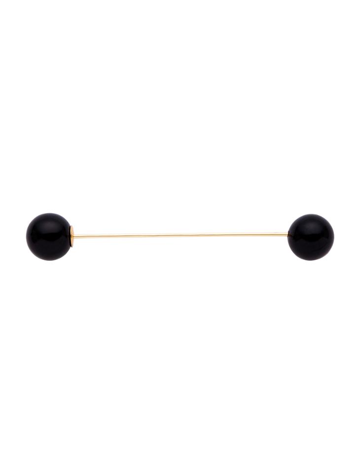 Shein Black Double Faux Pearl Simple Brooch