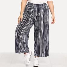 Shein Plus Elastic Waist Striped Pants