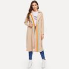 Shein Colorful Tape Belted Coat