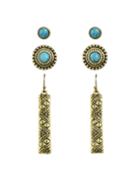Shein Gold Turquoise Stud Earrings Set