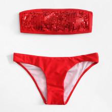 Shein Sequin Bandeau Bikini Set