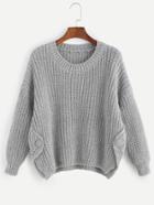 Shein Grey Drop Shoulder Slit Side Chunky Knit Sweater