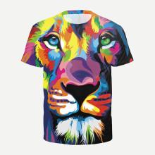Shein Men Abstract Lion Print Tee