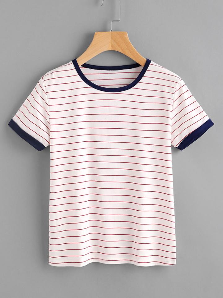 Shein Striped Ringer Tee