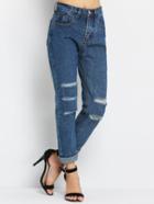 Shein Blue Casual Ripped Denim Pant