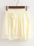 Shein Elastic Waist Chiffon Skirt Shorts With Self Tie