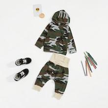 Shein Toddler Boys Camo Print Sweatshirt With Pants