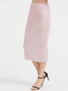 Shein Pink Elastic Waist Pleated Pencil Skirt