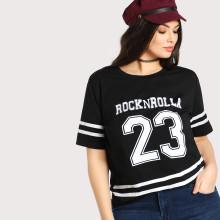 Shein Plus Varsity Print T-shirt