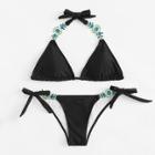 Shein Rhinestone Decorated Bikini Set