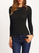 Shein Black Long Sleeve Slim Elastic T-shirt