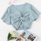 Shein Butterfly Sleeve Twist Front Crop Top
